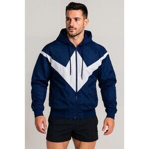 Xara Vintage NWT Super Rare Soccer Rain Jacket Nylon Glanz Hooded Navy